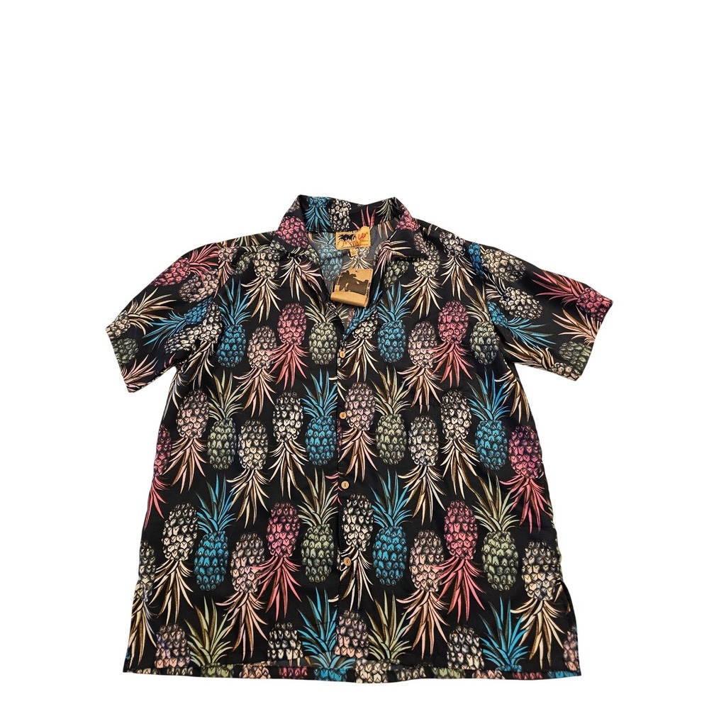 InGear Fashions Mens Large Pineapple Print Hawaiian Shirt Short Sleeve KOHS31